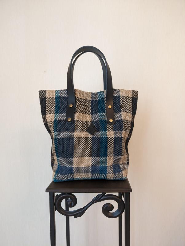 クレドラン　CHECK PATTERN TOTE:BLACK